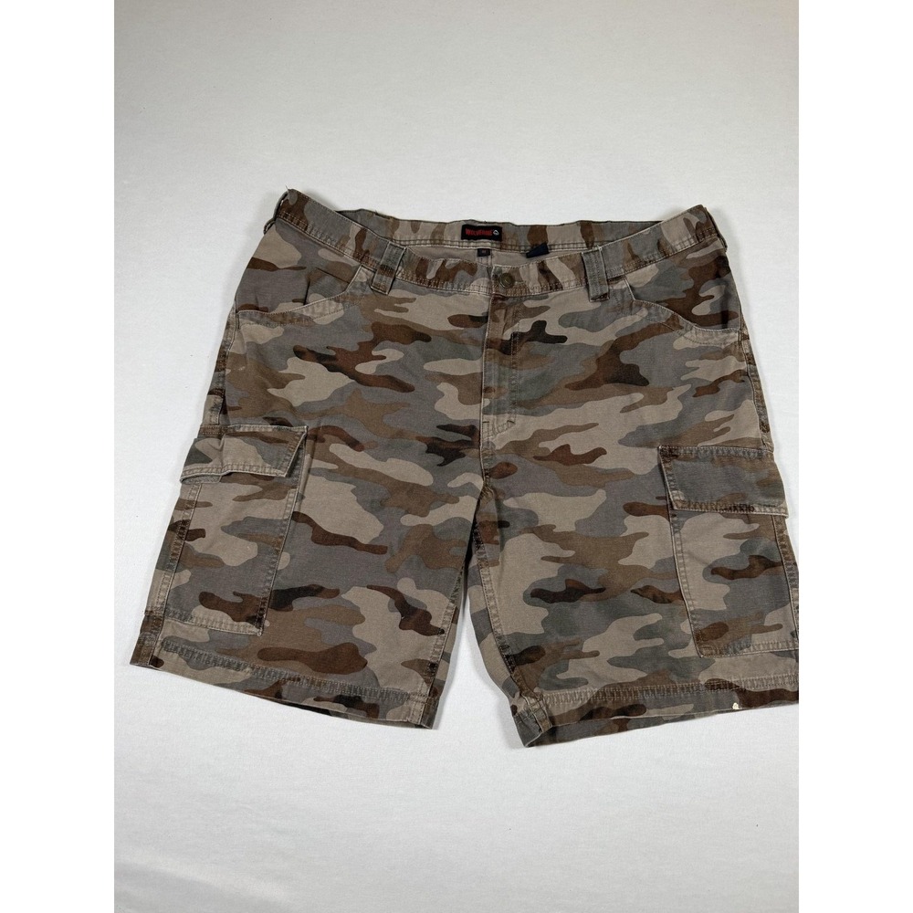 Wolverine Cargo Shorts Mens 40 Brown Camo Canvas Utility Pockets Workwear
